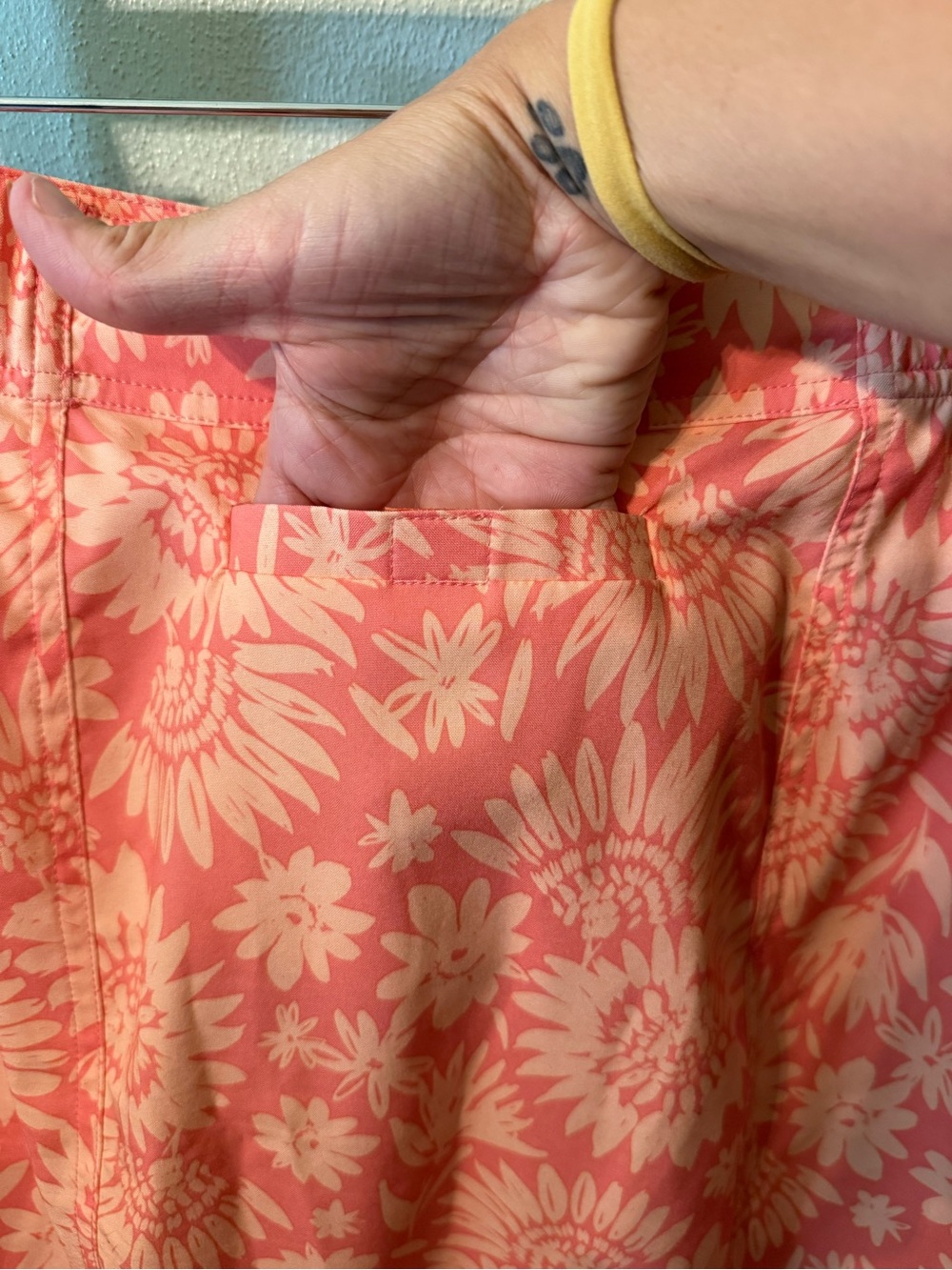 Rip Skirt Hawaii Coral Orange Floral Drawstring Skirt Swim Size L Women Pockets - Picture 4 of 8